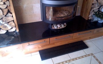 Black granite hearth bespoke design