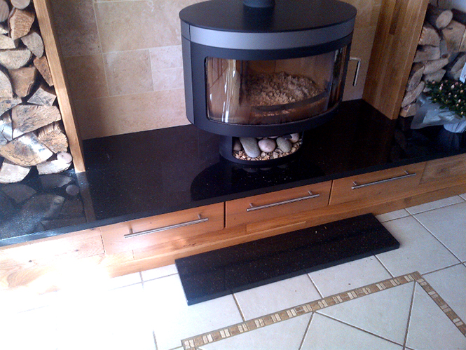 Black granite hearth bespoke design