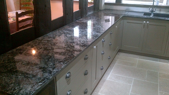 Dark granite worktop